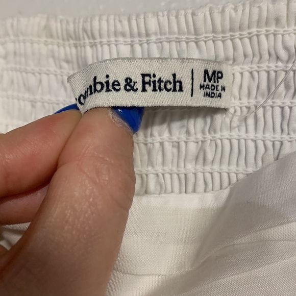 ABERCROMBIE AND FITCH WOMENS WHITE PUFF SLEEVE MINI DRESS MEDIUM PETITE NEW TAGS - Picture 3 of 8